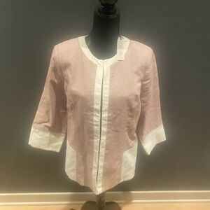 Women's white, tan and brown reversible jacket.  Size 8